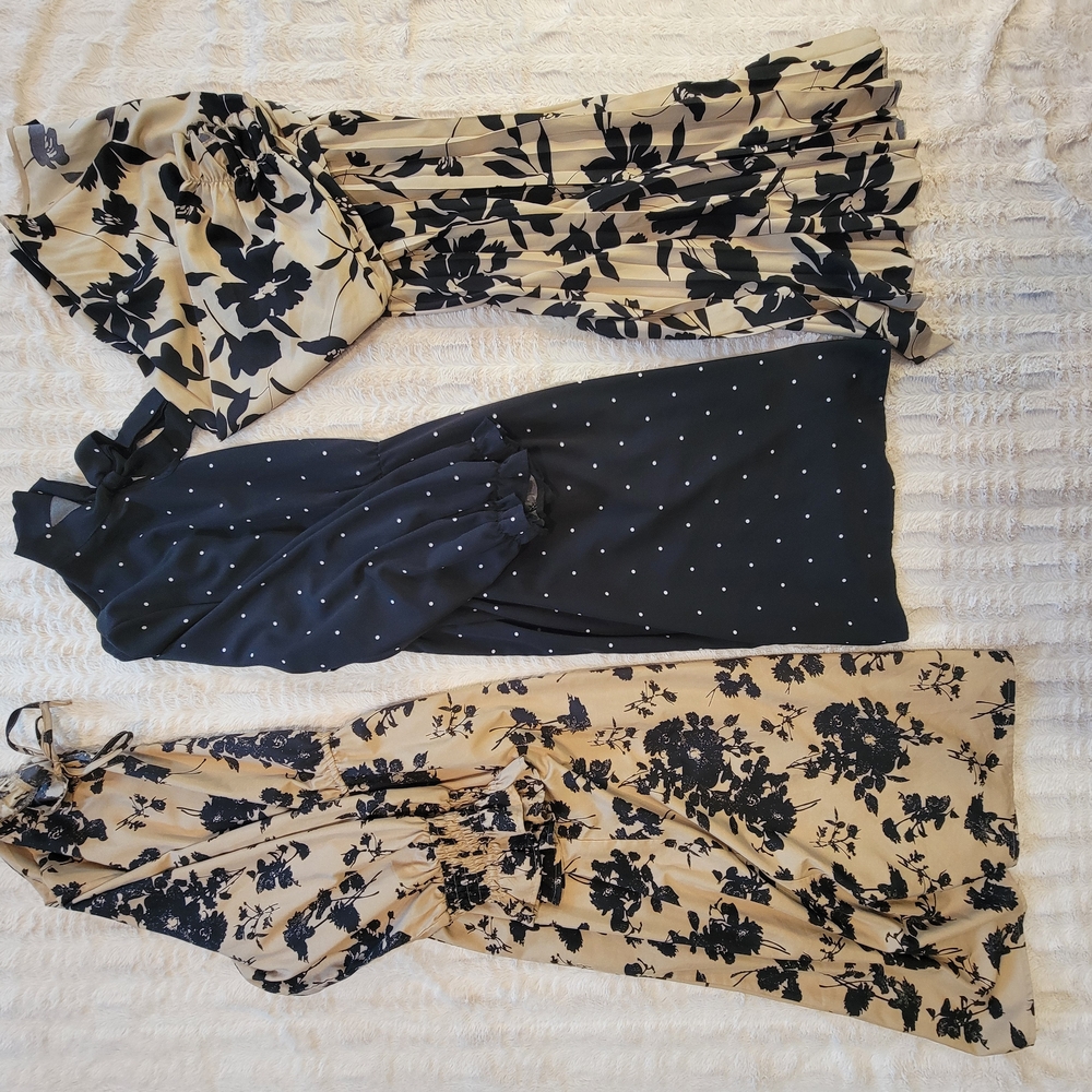 Chic Black and Cream Floral Dresses